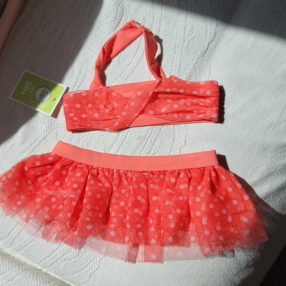 Girls 2 piece bathing suit Coral polka-dot - Picture 1 of 5